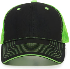 OC Sports GWT-101M Adjustable Mesh Back Cap - Black Neon Green - Black Green / 6 7/8’’ - 7 1/2’’