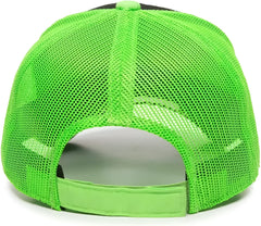 OC Sports GWT-101M Adjustable Mesh Back Cap - Black Neon Green - Black Green / 6 7/8’’ - 7 1/2’’