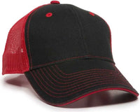 OC Sports GWT-101M Adjustable Mesh Back Cap - Black Red - Black Red / 6 7/8’’ - 7 1/2’’