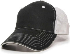 OC Sports GWT-101M Adjustable Mesh Back Cap - Black White - Black White / 6 7/8’’ - 7 1/2’’
