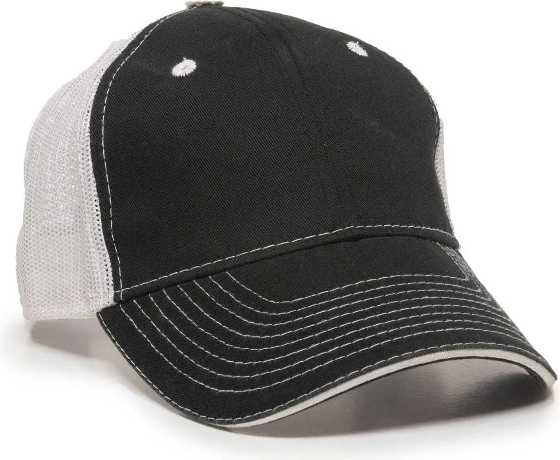 OC Sports GWT-101M Adjustable Mesh Back Cap - Black White - Black White / 6 7/8’’ - 7 1/2’’