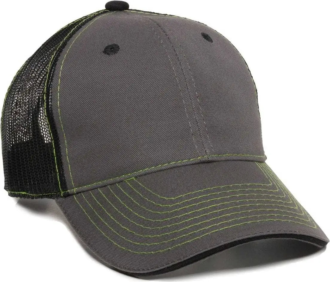 OC Sports GWT-101M Adjustable Mesh Back Cap - Charcoal Black - Dark Gray Black / 6 7/8’’ - 7 1/2’’