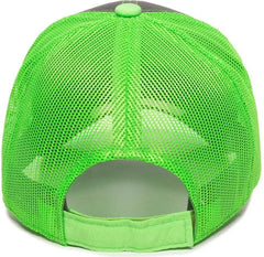 OC Sports GWT-101M Adjustable Mesh Back Cap - Charcoal Neon Green - Dark Gray Green / 6 7/8’’ - 7 1/2’’