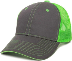 OC Sports GWT-101M Adjustable Mesh Back Cap - Charcoal Neon Green - Dark Gray Green / 6 7/8’’ - 7 1/2’’