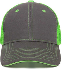 OC Sports GWT-101M Adjustable Mesh Back Cap - Charcoal Neon Green - Dark Gray Green / 6 7/8’’ - 7 1/2’’
