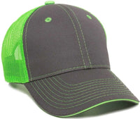 OC Sports GWT-101M Adjustable Mesh Back Cap - Charcoal Neon Green - Dark Gray Green / 6 7/8’’ - 7 1/2’’
