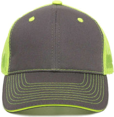 OC Sports GWT-101M Adjustable Mesh Back Cap - Charcoal Neon Yellow - Dark Gray Yellow / 6 7/8’’ - 7 1/2’’