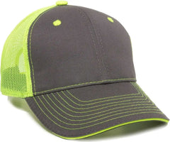 OC Sports GWT-101M Adjustable Mesh Back Cap - Charcoal Neon Yellow - Dark Gray Yellow / 6 7/8’’ - 7 1/2’’