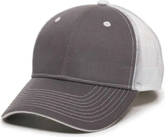 OC Sports GWT-101M Adjustable Mesh Back Cap - Charcoal White - Dark Gray White / 6 7/8’’ - 7 1/2’’