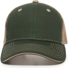 OC Sports GWT-101M Adjustable Mesh Back Cap - Dark Green Khaki - Forest Khaki / 6 7/8’’ - 7 1/2’’