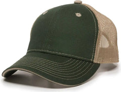 OC Sports GWT-101M Adjustable Mesh Back Cap - Dark Green Khaki - Forest Khaki / 6 7/8’’ - 7 1/2’’
