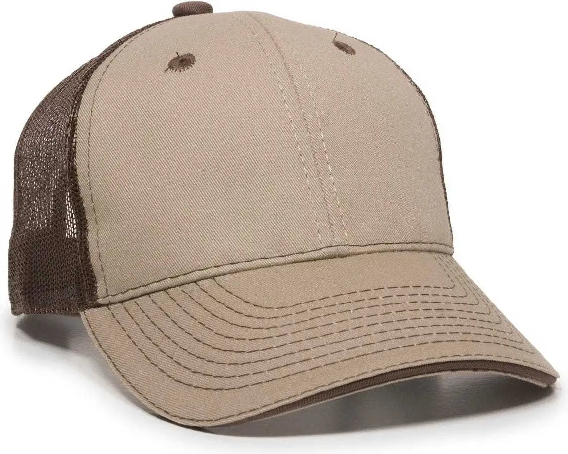OC Sports GWT-101M Adjustable Mesh Back Cap - Khaki Dark Brown - Khaki Brown / 6 7/8’’ - 7 1/2’’
