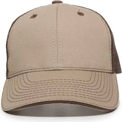 OC Sports GWT-101M Adjustable Mesh Back Cap - Khaki Dark Brown - Khaki Brown / 6 7/8’’ - 7 1/2’’