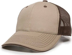 OC Sports GWT-101M Adjustable Mesh Back Cap - Khaki Dark Brown - Khaki Brown / 6 7/8’’ - 7 1/2’’