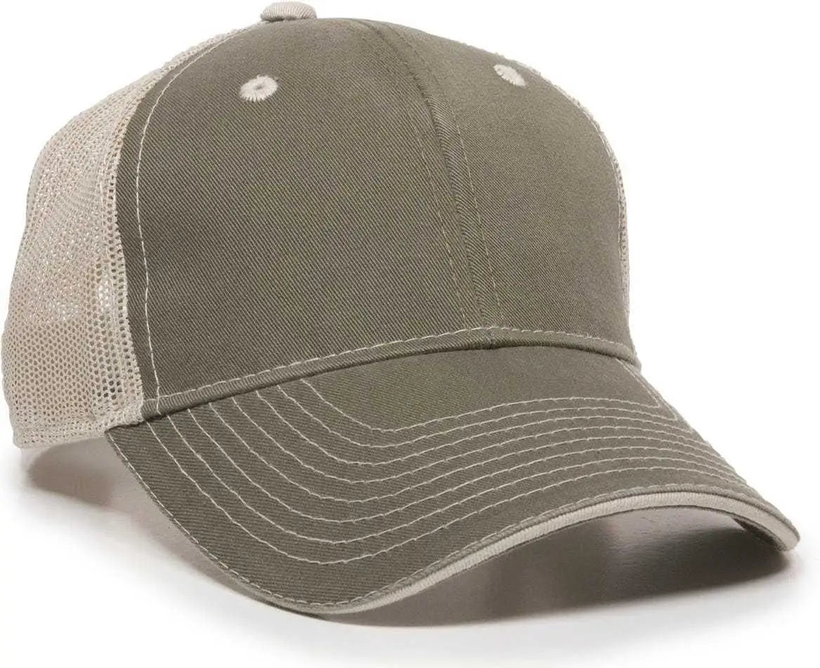 OC Sports GWT-101M Adjustable Mesh Back Cap - Olive Putty - Olive Sand / 6 7/8’’ - 7 1/2’’
