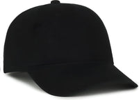 OC Sports GWT-111 Adjustable Strap Garment Wash Cotton Cap - Black - Black / 6 3/8’’ - 7’’