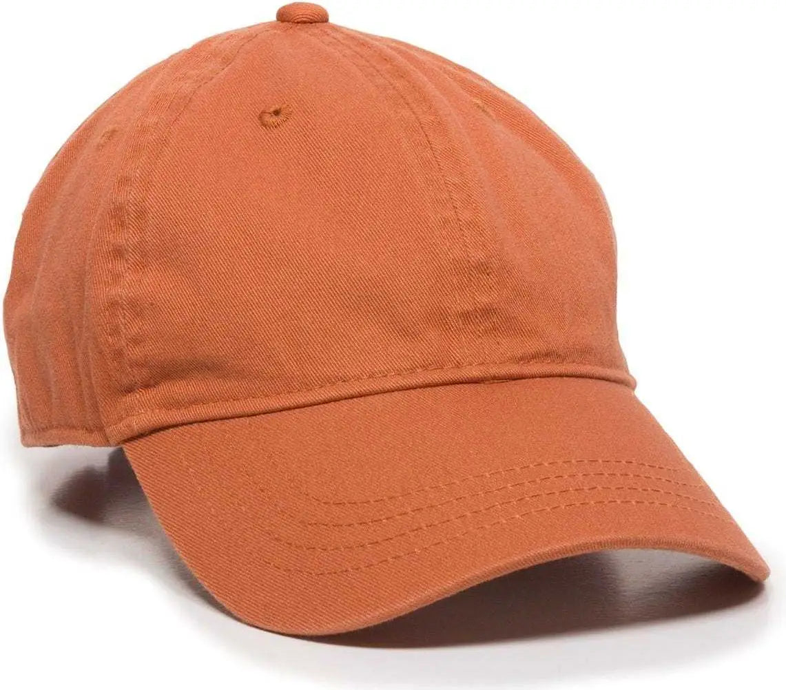 OC Sports GWT-111 Adjustable Strap Garment Wash Cotton Cap - Pumpkin - Burnt Orange / 6 7/8’’ - 7 1/2’’