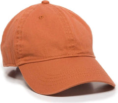 OC Sports GWT-111 Adjustable Strap Garment Wash Cotton Cap - Pumpkin - Burnt Orange / 6 7/8’’ - 7 1/2’’