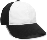 OC Sports GWT-111 Adjustable Strap Garment Wash Cotton Cap - White Black - White Black / 6 7/8’’ - 7 1/2’’