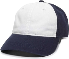 OC Sports GWT-111 Adjustable Strap Garment Wash Cotton Cap - White Navy - White Navy / 6 7/8’’ - 7 1/2’’
