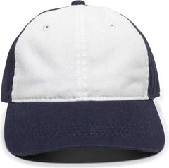 OC Sports GWT-111 Adjustable Strap Garment Wash Cotton Cap - White Navy - White Navy / 6 7/8’’ - 7 1/2’’