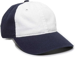OC Sports GWT-111 Adjustable Strap Garment Wash Cotton Cap - White Navy - White Navy / 6 7/8’’ - 7 1/2’’