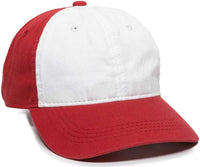 OC Sports GWT-111 Adjustable Strap Garment Wash Cotton Cap - White Red - White Red / 6 7/8’’ - 7 1/2’’