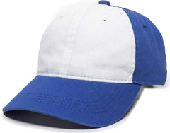 OC Sports GWT-111 Adjustable Strap Garment Wash Cotton Cap - White Royal - White Royal / 6 7/8’’ - 7 1/2’’