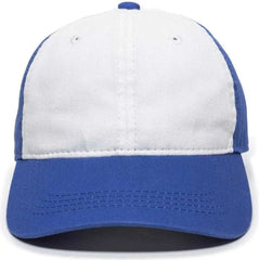 OC Sports GWT-111 Adjustable Strap Garment Wash Cotton Cap - White Royal - White Royal / 6 7/8’’ - 7 1/2’’