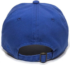 OC Sports GWT-111 Adjustable Strap Garment Wash Cotton Cap - White Royal - White Royal / 6 7/8’’ - 7 1/2’’