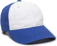 OC Sports GWT-111 Adjustable Strap Garment Wash Cotton Cap - White Royal - White Royal / 6 7/8’’ - 7 1/2’’