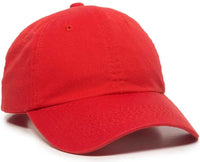 OC Sports GWT-116 Adj. Garment Wash Cotton Baseball Cap - Red - Red / 6 7/8’’ - 7 1/2’’