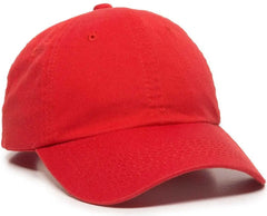 OC Sports GWT-116 Adj. Garment Wash Cotton Baseball Cap - Red - Red / 6 7/8’’ - 7 1/2’’