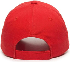 OC Sports GWT-116 Adj. Garment Wash Cotton Baseball Cap - Red - Red / 6 7/8’’ - 7 1/2’’