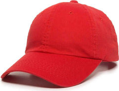 OC Sports GWT-116 Adj. Garment Wash Cotton Baseball Cap - Red - Red / 6 7/8’’ - 7 1/2’’