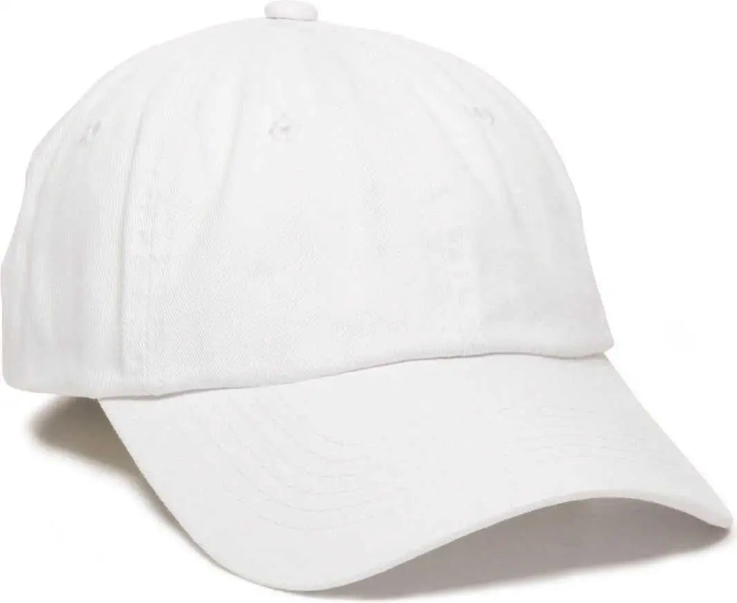 OC Sports GWT-116 Adj. Garment Wash Cotton Baseball Cap - White - White / 6 7/8’’ - 7 1/2’’