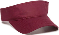 OC Sports GWTV-100 Adjustable Garment Washed Twill Visors - Red - Red / 6 7/8’’ - 7 1/2’’