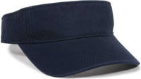 OC Sports GWTV-100 Adjustable Garment Washed Twill Visors - True Navy - Navy / 6 7/8’’ - 7 1/2’’