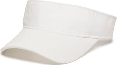 OC Sports GWTV-100 Adjustable Garment Washed Twill Visors - White - White / 6 7/8’’ - 7 1/2’’