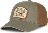 OC Sports HOOK01 ƒ??Iƒ??d Rather Be Fishing Cap - Hunter Olive Clay - Olive Light Tan / 6 7/8’’ - 7 1/2’’