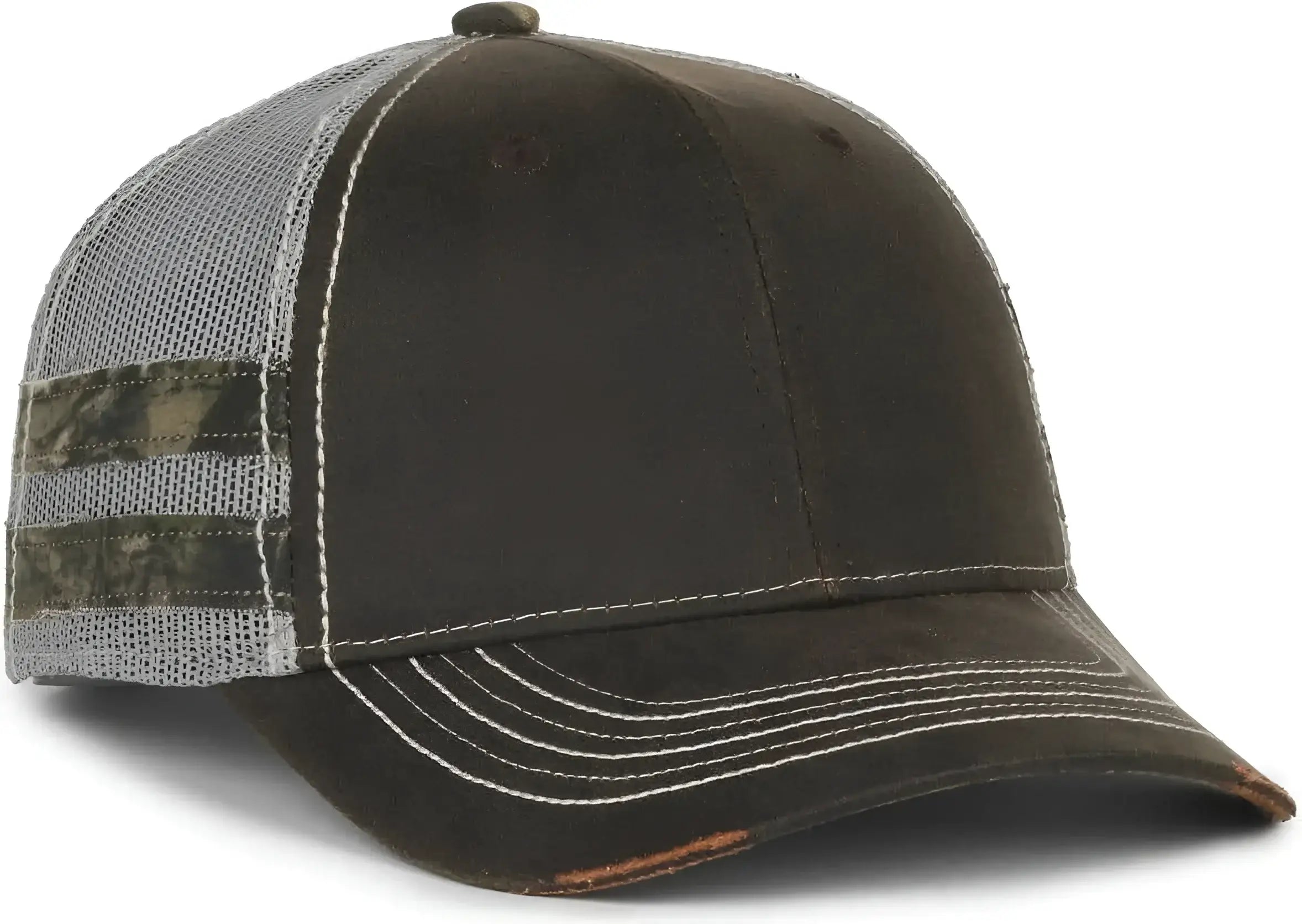 OC Sports HPC-400M Weathered Cotton Mesh Back Cap - Brown Light Gray Mossy Oak Country Dna - Mossy Oak / OSFM