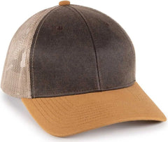 OC Sports HPD-615M Premium Rugged Camo Trucker Cap - Brown Khaki Dk Brown - Brown / OSFM