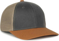 OC Sports HPD-615M Premium Rugged Camo Trucker Cap - Charcoal Khaki Duk - Duk / OSFM