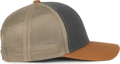 OC Sports HPD-615M Premium Rugged Camo Trucker Cap - Charcoal Khaki Duk - Duk / OSFM