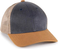 OC Sports HPD-615M Premium Rugged Camo Trucker Cap - Navy Khaki Brown - Brown / OSFM