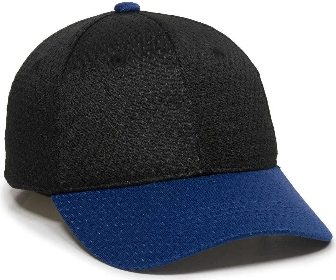 OC Sports JM-123 Jersey Mesh Custom Baseball Caps - Black Royal - Black Royal / 6 3/8’’ - 7’’