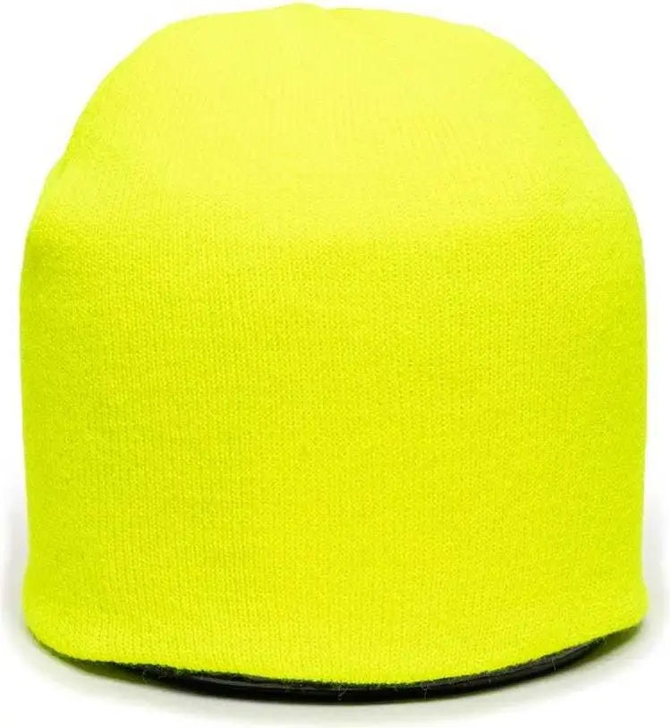 OC Sports KN-550 Made In USA Acrylic Jersey Knit Beanie - Neon Yellow - Yellow / One Size Fits Most