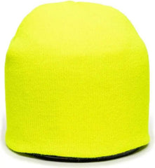 OC Sports KN-550 Made In USA Acrylic Jersey Knit Beanie - Neon Yellow - Yellow / One Size Fits Most