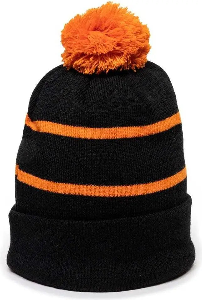 OC Sports KNF-100 Acrylic Knit Watch Cap Beanie - Black Orange - Black Orange / One Size Fits Most