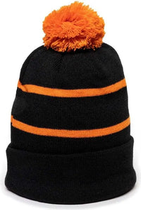 OC Sports KNF-100 Acrylic Knit Watch Cap Beanie - Black Orange - Black Orange / One Size Fits Most